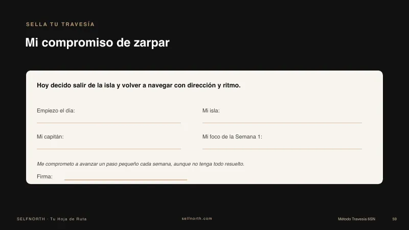 Página de la bitácora de seguimiento semanal
